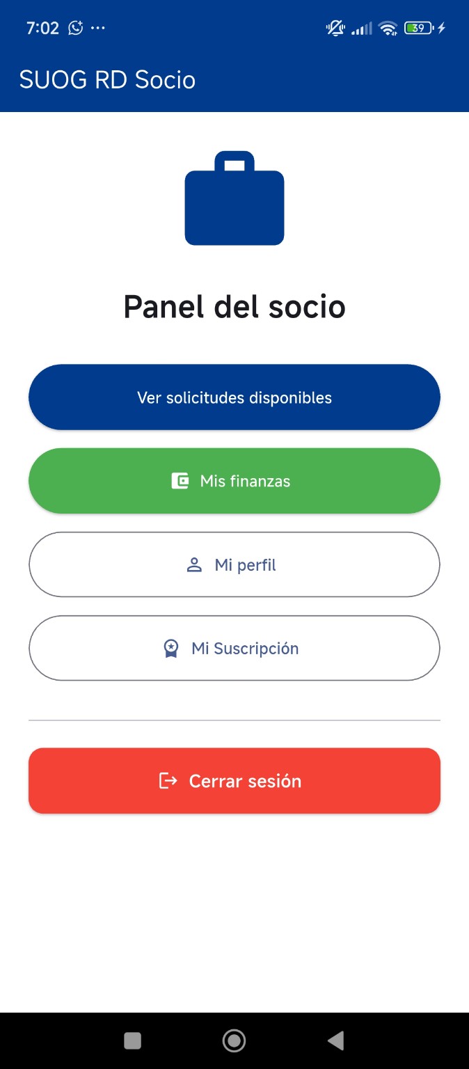 Panel principal del socio SUOG RD